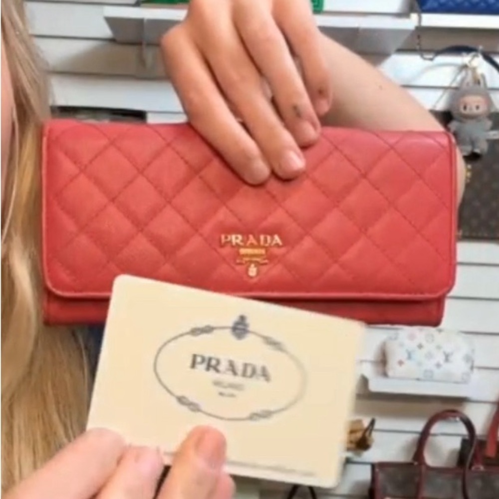 Prada Pink Quilted Saffiano Women's Continental Wallet